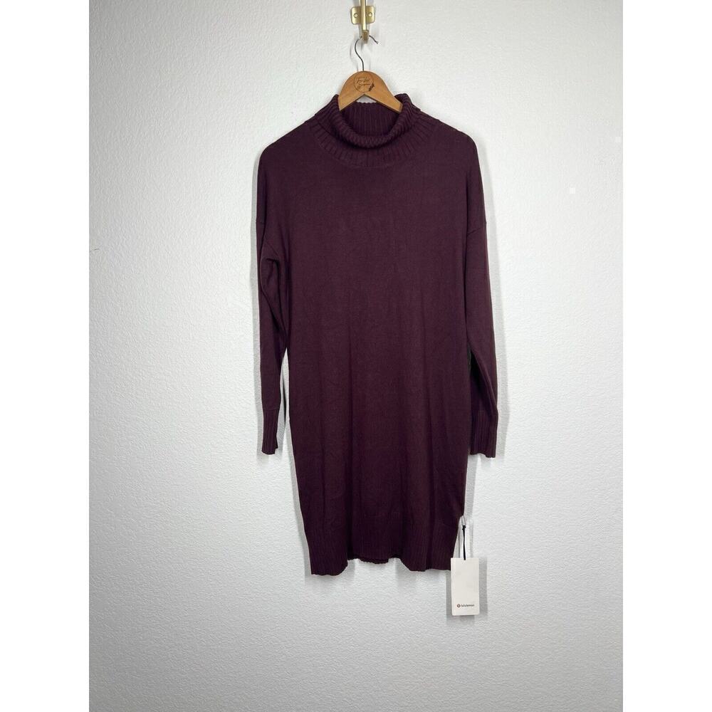 Lululemon Softer Still Knit Turtleneck Dress Size Medium Garnet